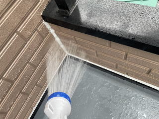 FRP防水 施工完了後の散水試験